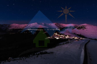 Winter Night at Rânca Resort - Aerial photo from drone